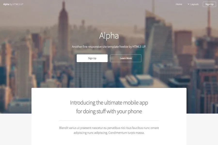 Alpha - HTML5 Landing page template