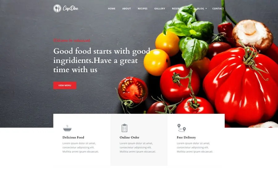 Cafedine,free responsive bootstrap restaurant website template