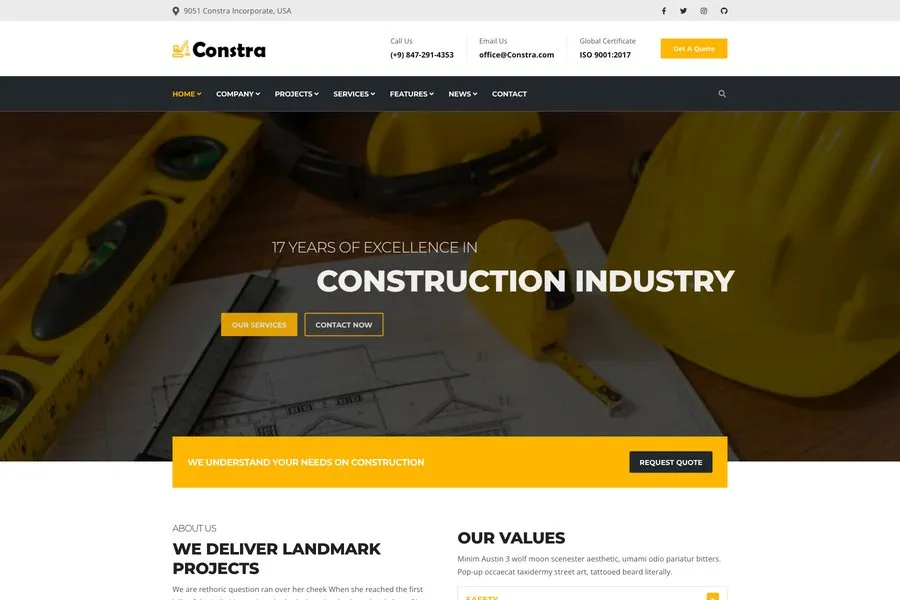 Constra - Free Construction Business Website Template