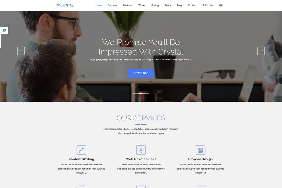 Crystal - Free Bootstrap Business Template