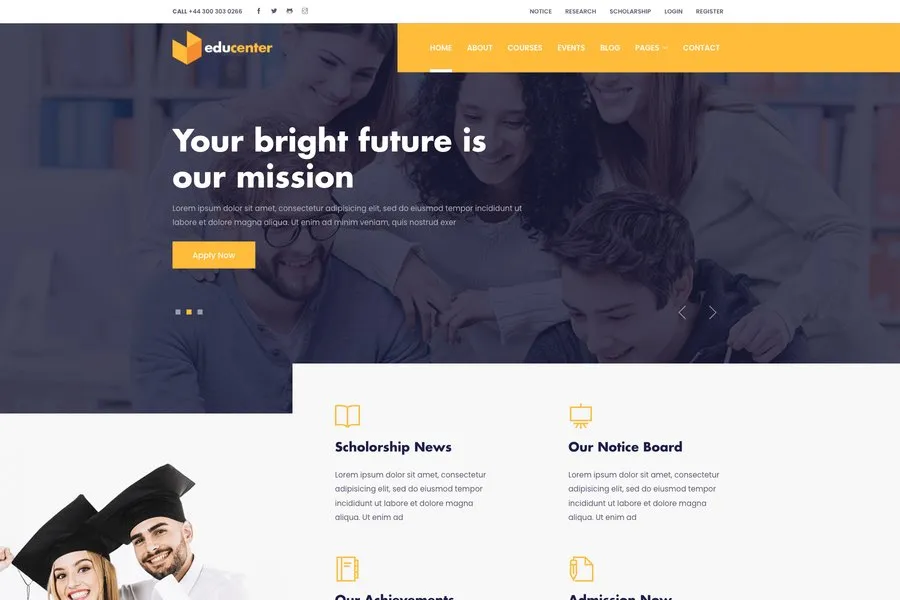 Educenter, html bootstrap education website template