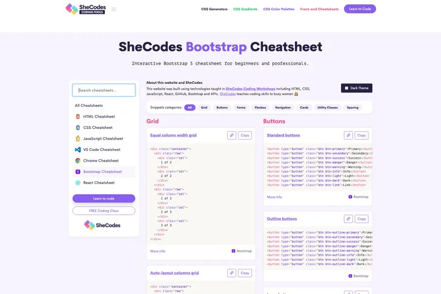 Bootstrap 5 Cheat Sheet