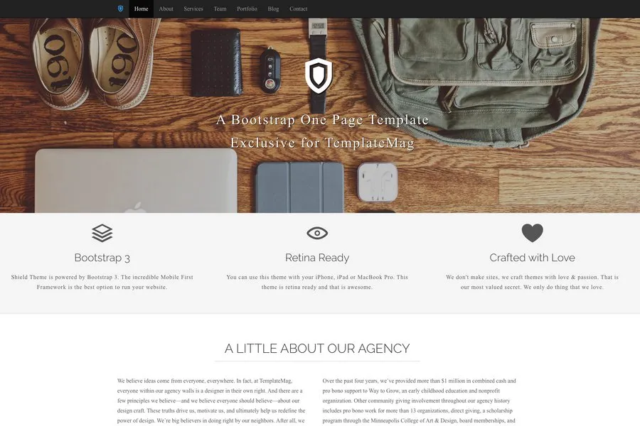 Shield – one page corporate html5 template