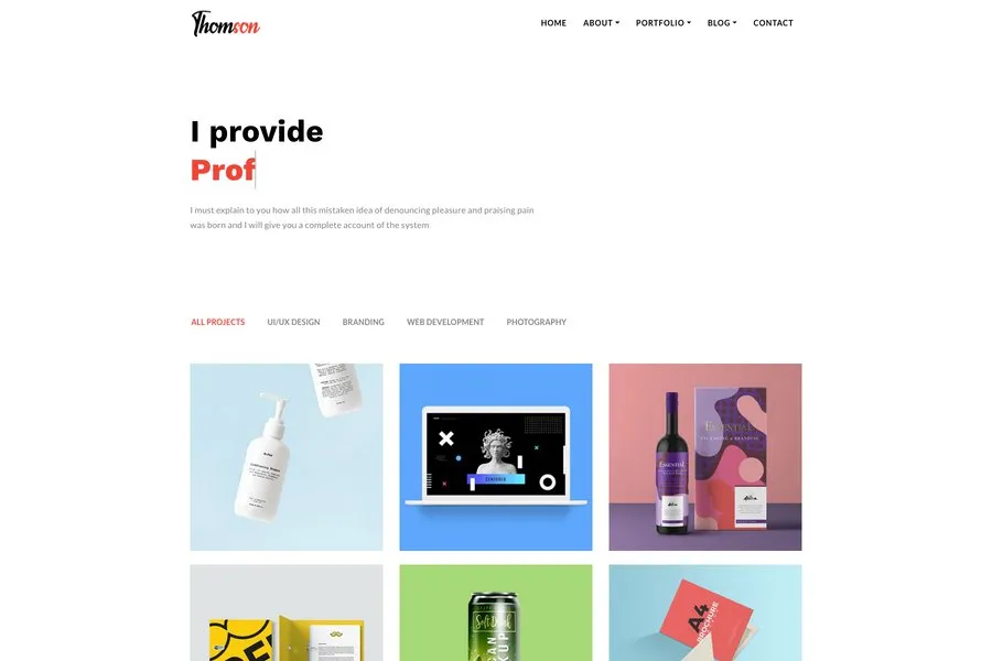 Thomson free responsive template for personal website
