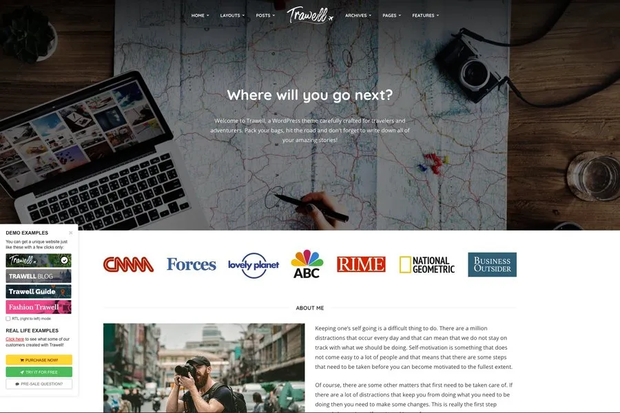 Trawell - Travel & Entertainment Blog Themes