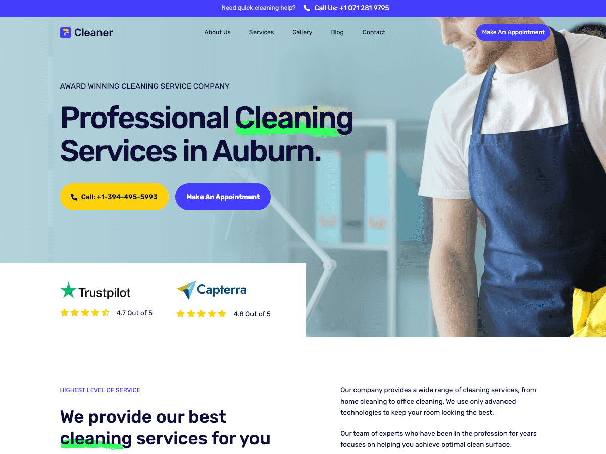 Cleaner Astro - Astro Theme for Service Businesses