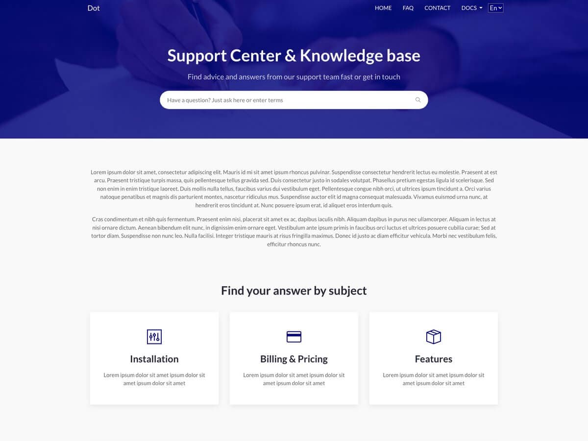 Dot Bootstrap - Bootstrap Documentation Template