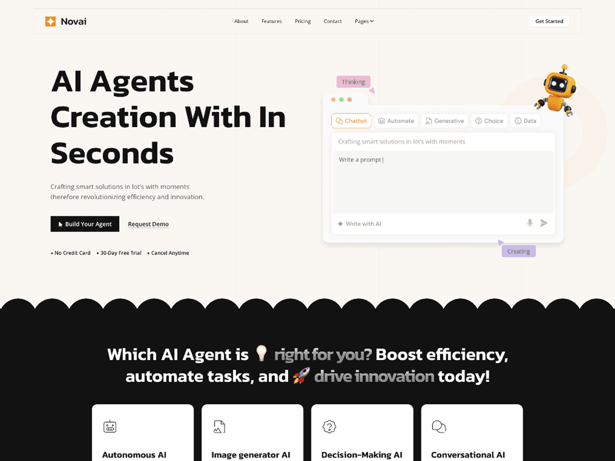 Novai Astro - AI Agent Landing Template