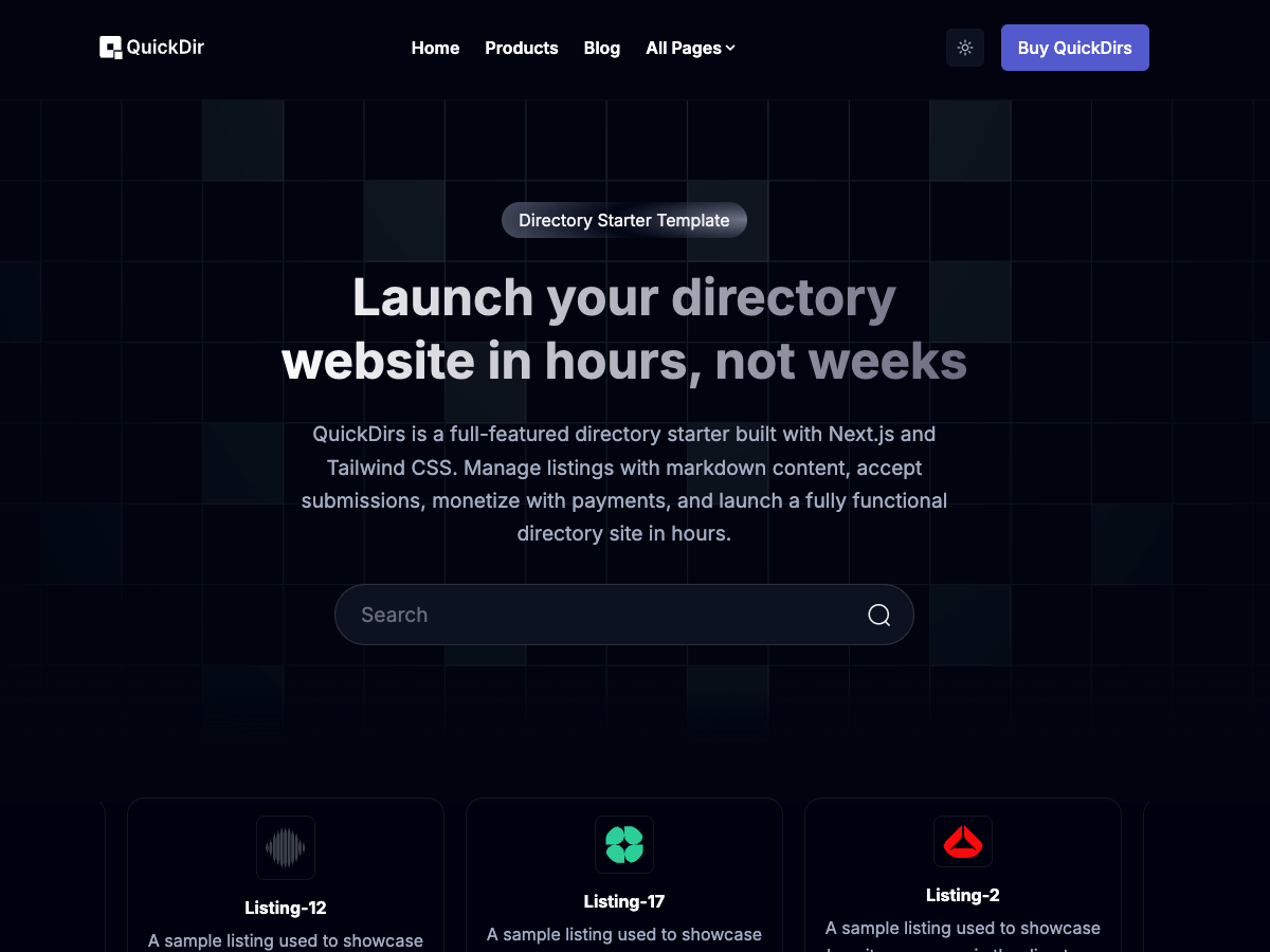 QuickDir Nextjs - Directory Starter Template