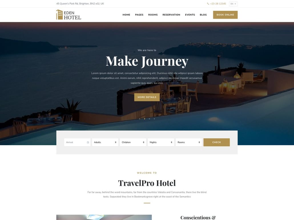 Eden Bootstrap - Hotel Booking Website Template