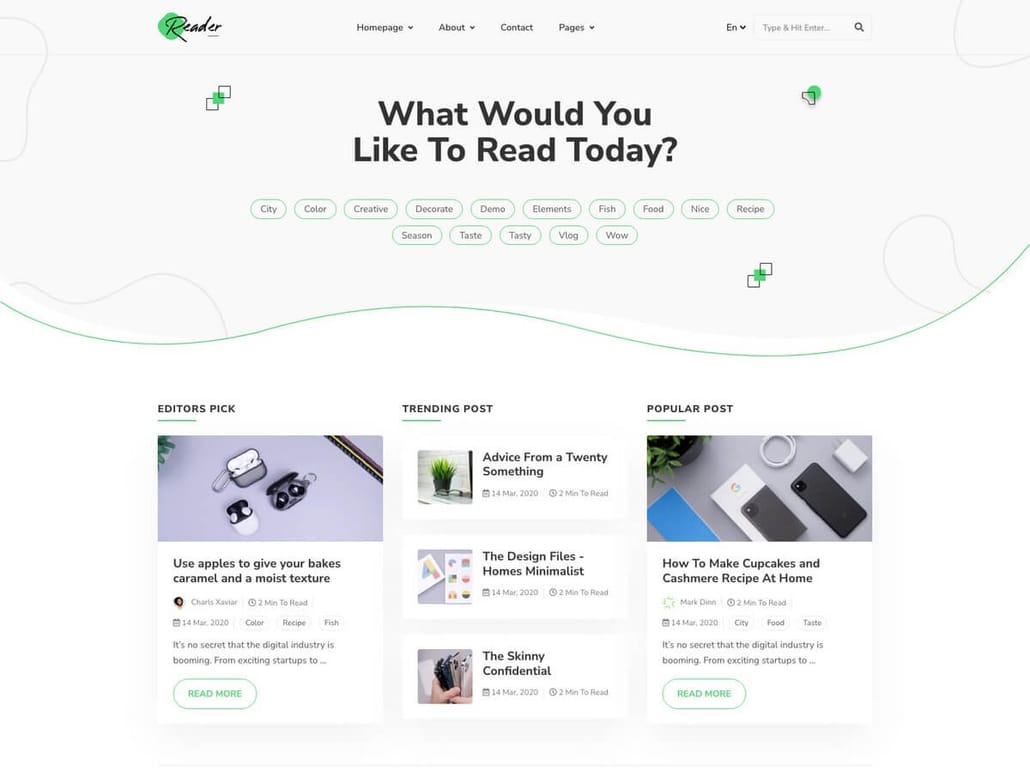 Reader Bulma - Bulma Blog template