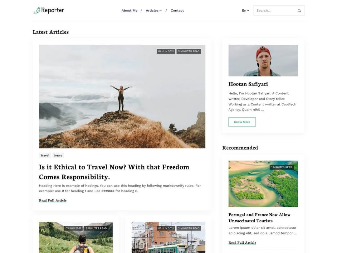 Reporter Bootstrap - Bootstrap Blog Template