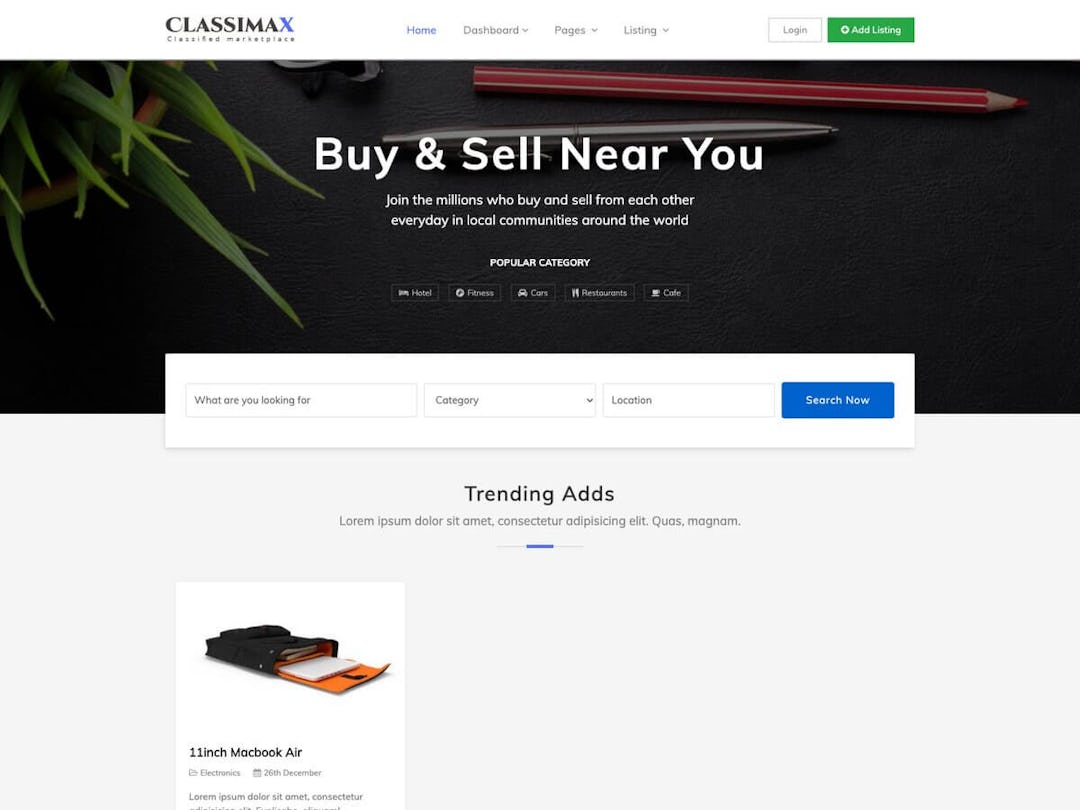 Classimax Bootstrap - Classified Website Template.