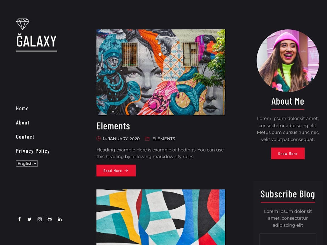 Galaxy Bootstrap - Responsive Blog Template