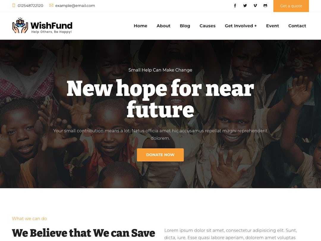 Wishfund Bootstrap - Charity Bootstrap Template