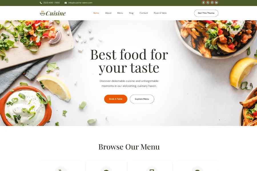 Cuisine Astro premium business theme