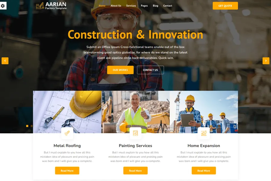 Aarian - HTML5 Construction Website Template