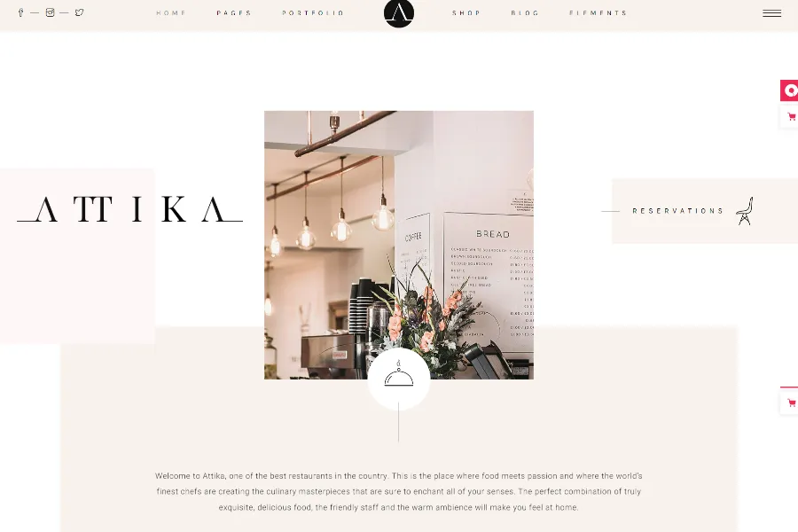 attika restaurant website theme 