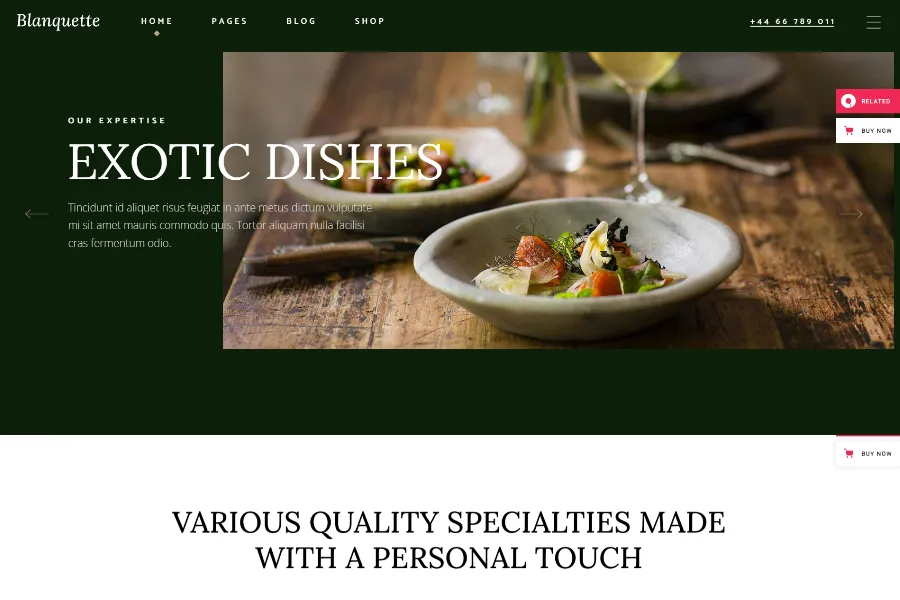 blanquette restaurant website theme