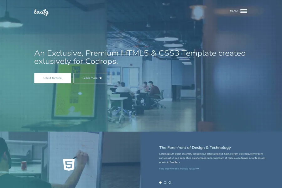 one page software company website template