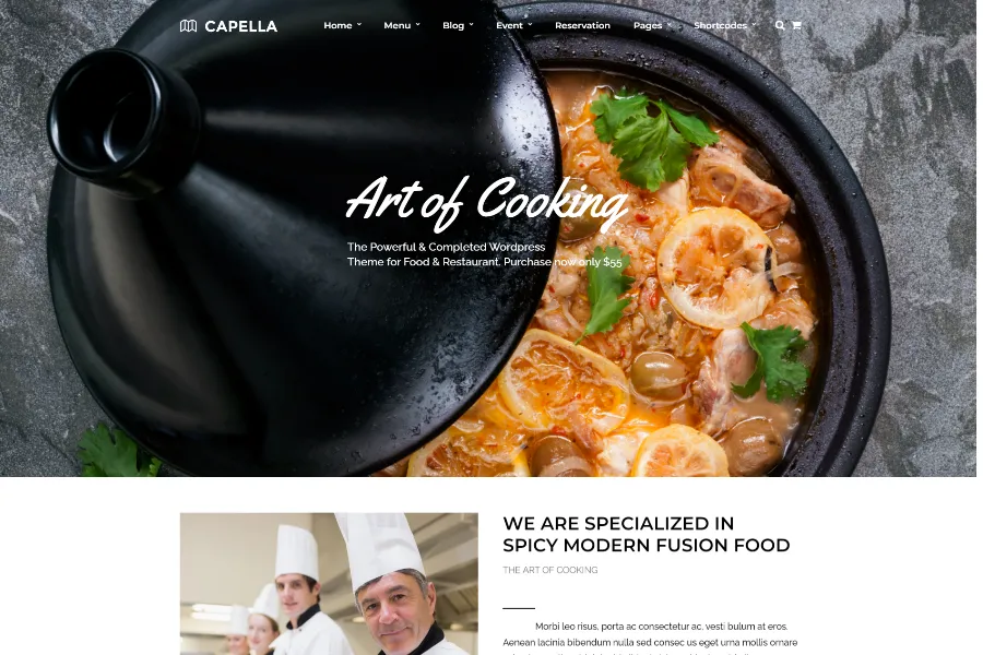 capella restaurant website theme 