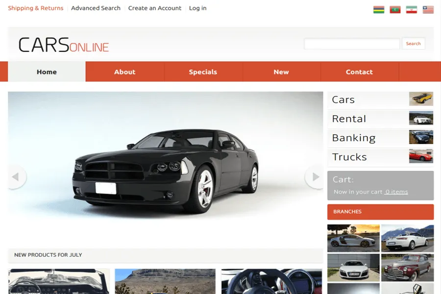 cars online automobile website template