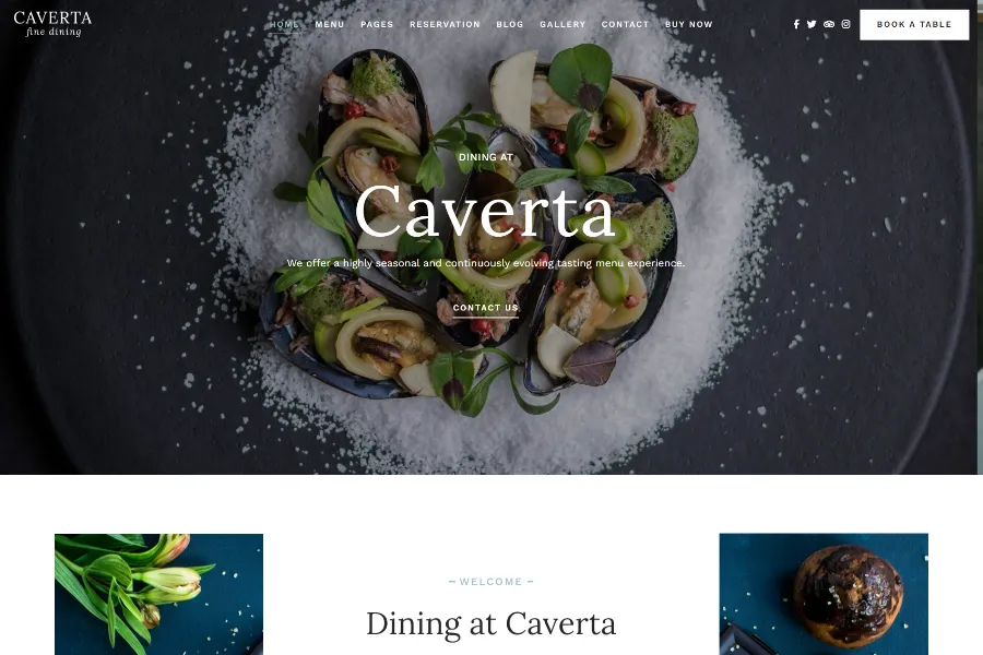 caverta Restaurant Website Theme 