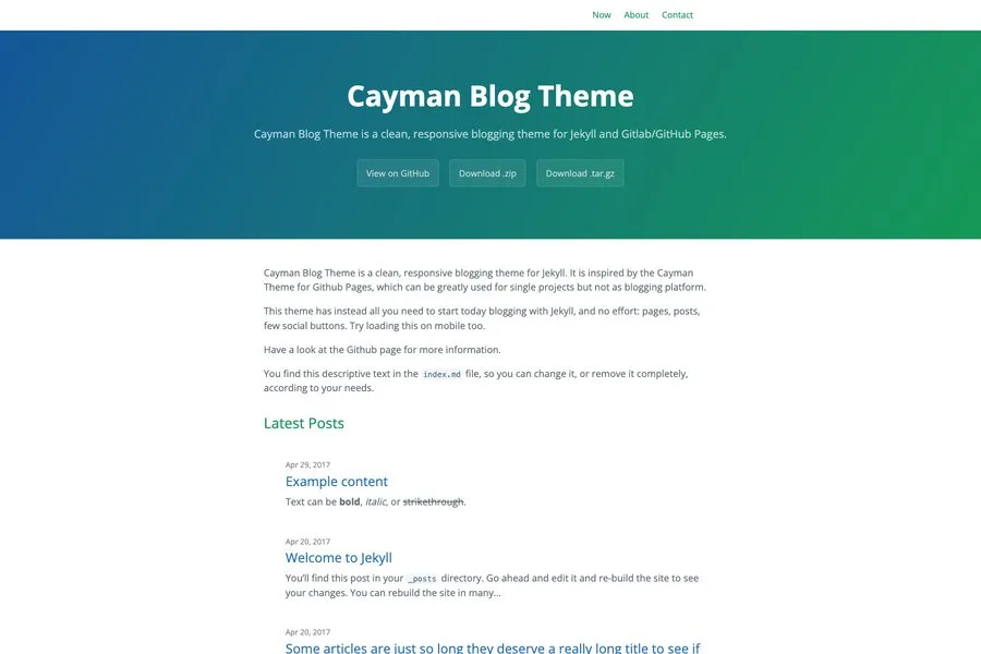 Cayman Blog - Single Page Jekyll Templates