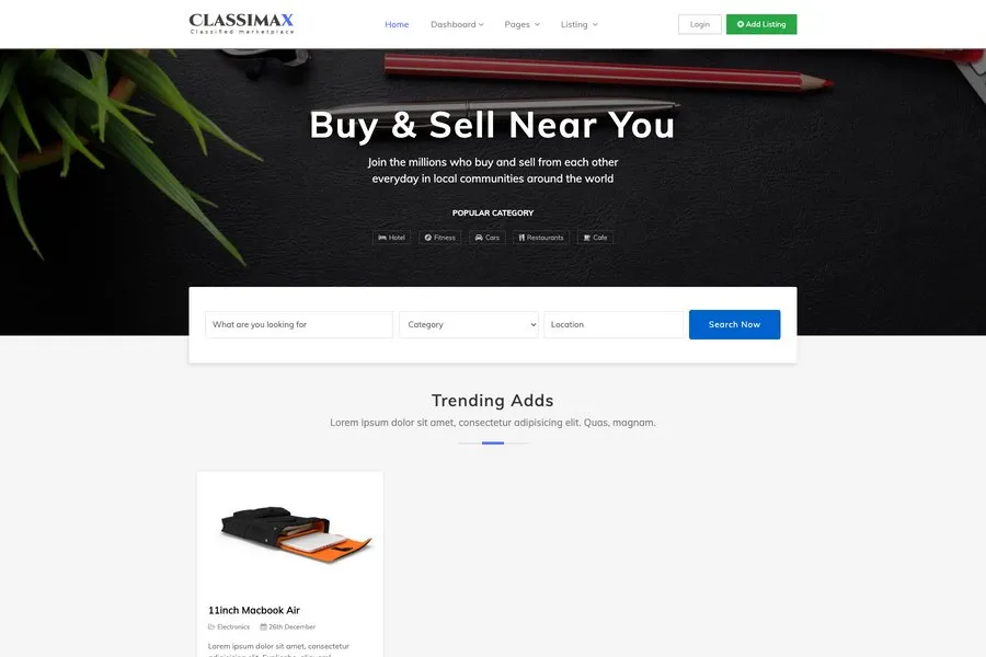 Classimax, Bootstrap classified marketplace template 