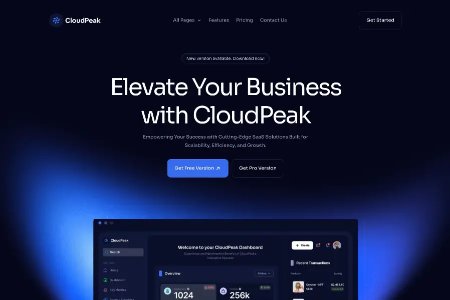 cloudpeak Astro  saas Theme