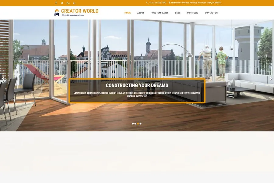 Creator World - Free WordPress Construction Website Template