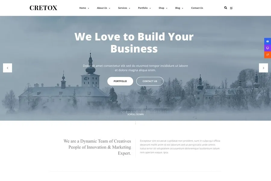 cretox multipurpose minimal portfolio wordpress theme
