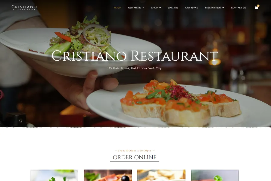 cristiano restaurant website theme