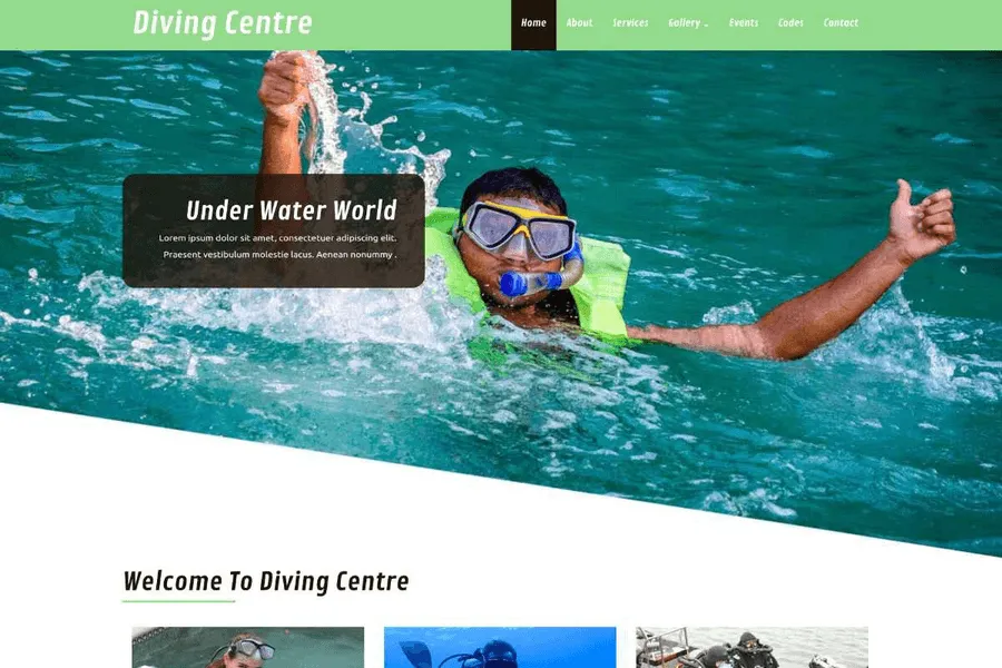 diving centre free sports website template