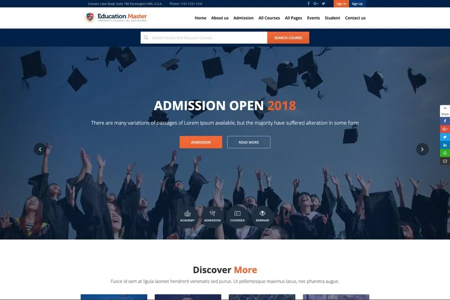 education master academic website template