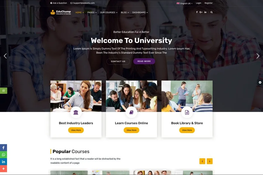 educhamp responsive college website template