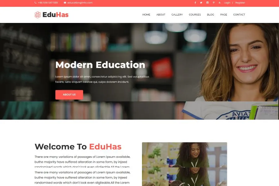 eduhas college website html template