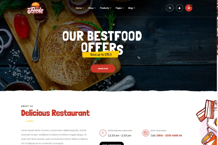 foodo Restaurant Website Theme 