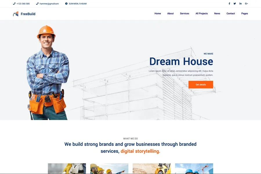 FreeBuild - Construction Website Template HTML