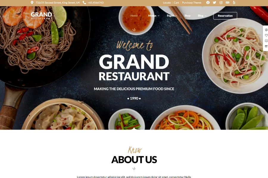 grand restaurant website theme