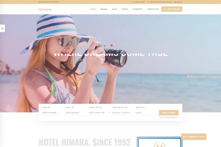 himara hotel booking website template
