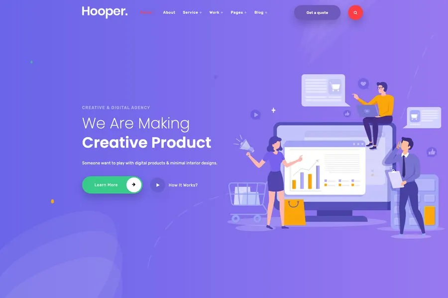 hooper creative fast loading bootstrap agency portfolio template