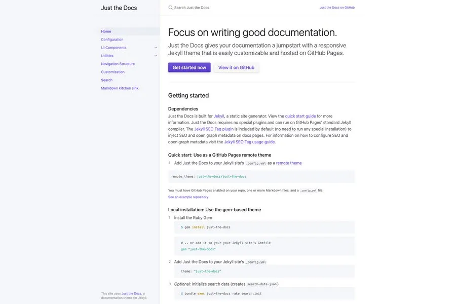 just the docs jekyll documentation template