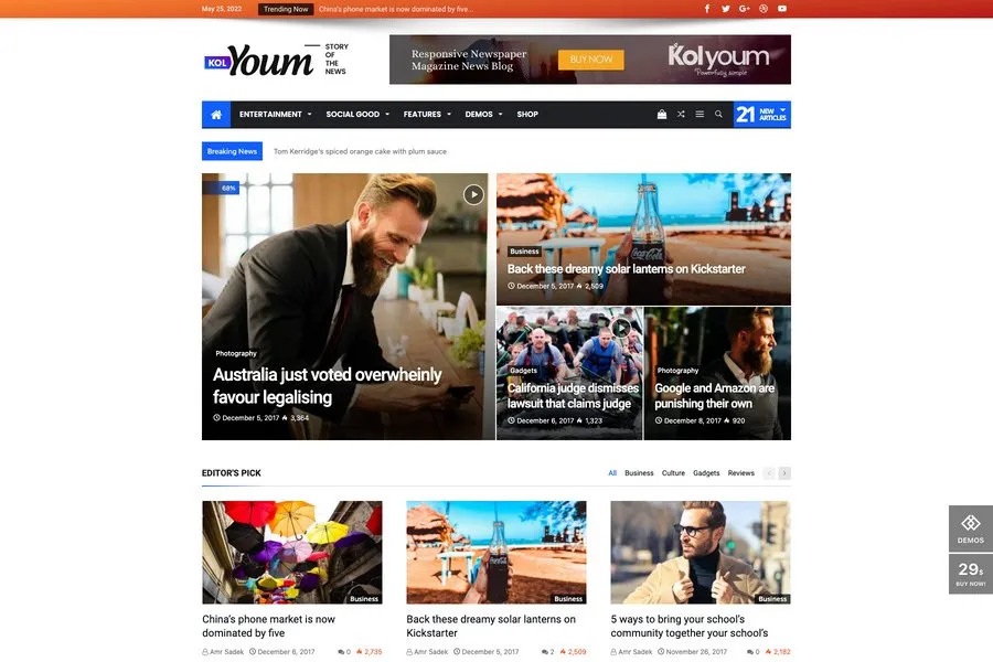 newspaper kolyoum wordpress news theme