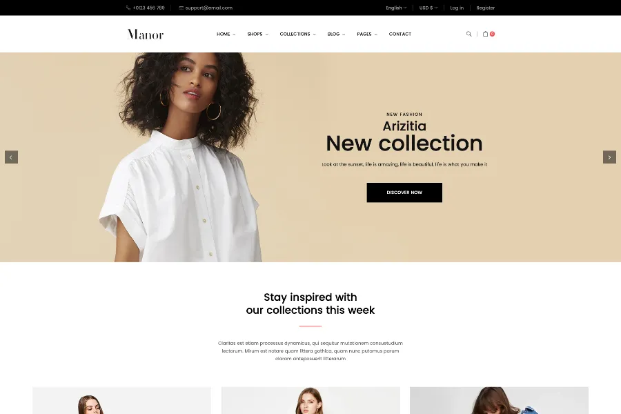 manor shopify theme with drag and drops feture