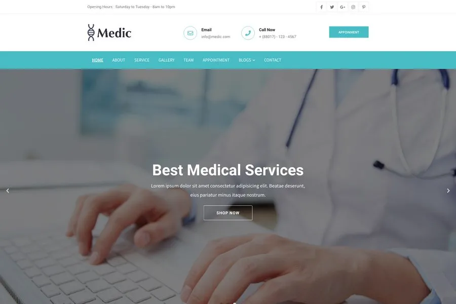 free bootstrap medical website template