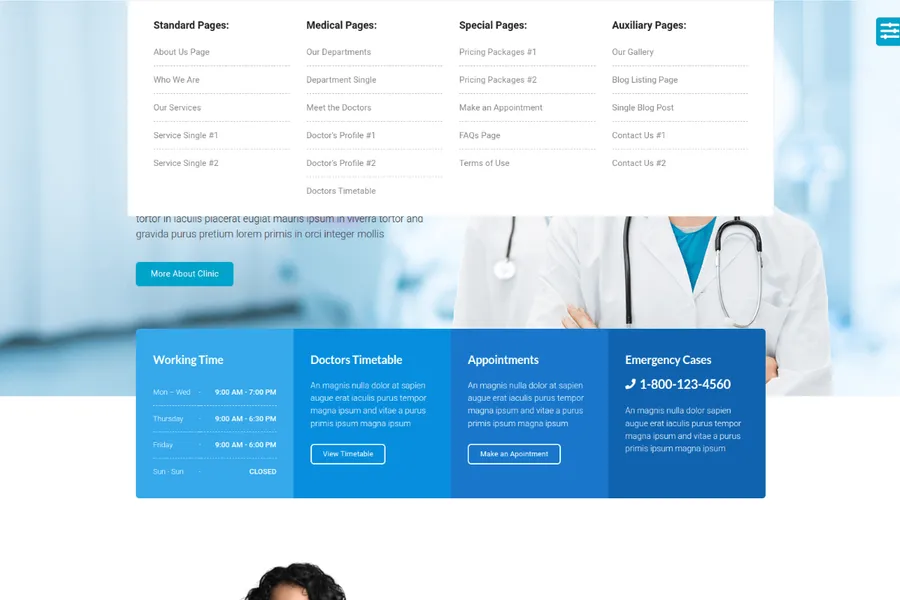 Bootstrap Hospital or Clinic Website Themes