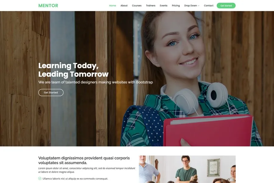mentor free bootstrap education website template
