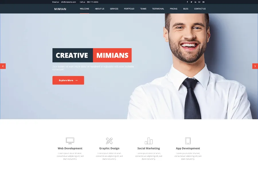 mimian multipurpose one page html template
