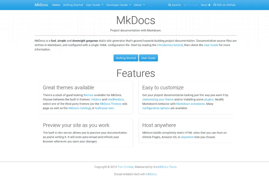 mkdocs cms